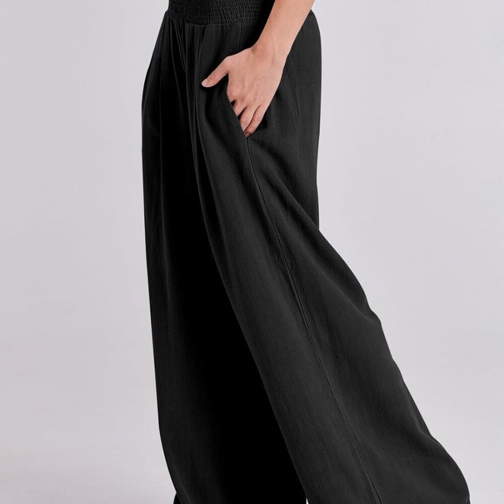 Lightweight Loose Fit Linen Pants with Pockets - Stylish and Comfy Summer Wear - Picture 3 of 8